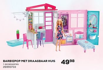 Aanbiedingen Barbiepop met draagbaar huis - Mattel - Geldig van 22/10/2021 tot 07/12/2021 bij Supra Bazar