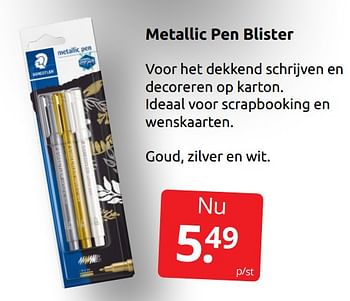 Aanbiedingen Metallic pen blister - Staedtler - Geldig van 24/10/2021 tot 30/10/2021 bij Boekenvoordeel