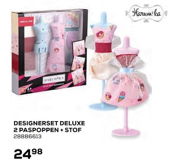 Aanbiedingen Designerset deluxe 2 paspoppen + stof - Harumika - Geldig van 22/10/2021 tot 07/12/2021 bij Supra Bazar