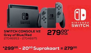 Aanbiedingen Switch console v2 - Nintendo - Geldig van 22/10/2021 tot 07/12/2021 bij Supra Bazar