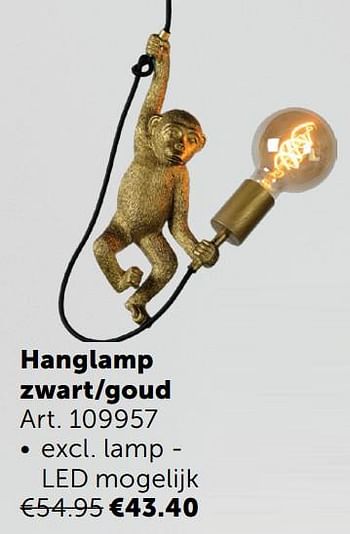 Aanbiedingen Hanglamp zwart-goud - Geldig van 02/11/2021 tot 29/11/2021 bij Zelfbouwmarkt