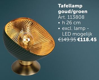 Aanbiedingen Tafellamp goud-groen - Geldig van 02/11/2021 tot 29/11/2021 bij Zelfbouwmarkt