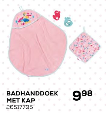 Aanbiedingen Badhanddoek met kap - Baby Born - Geldig van 22/10/2021 tot 07/12/2021 bij Supra Bazar
