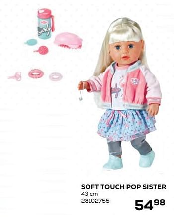 Aanbiedingen Soft touch pop sister - Baby Born - Geldig van 22/10/2021 tot 07/12/2021 bij Supra Bazar