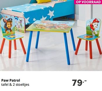 Aanbiedingen Paw patrol tafel + 2 stoeltjes - PAW  PATROL - Geldig van 24/10/2021 tot 30/10/2021 bij Baby & Tiener Megastore