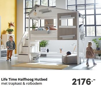 Aanbiedingen Life time halfhoog hutbed - Lifetime - Geldig van 24/10/2021 tot 30/10/2021 bij Baby & Tiener Megastore
