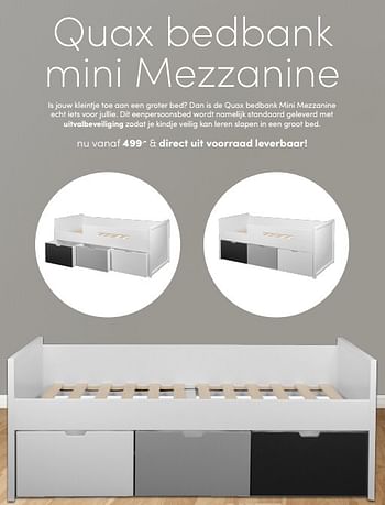 Aanbiedingen Quax bedbank mini mezzanine - Quax - Geldig van 24/10/2021 tot 30/10/2021 bij Baby & Tiener Megastore