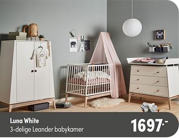Aanbiedingen Luna white 3-delige leander babykamer - Leander - Geldig van 24/10/2021 tot 30/10/2021 bij Baby & Tiener Megastore