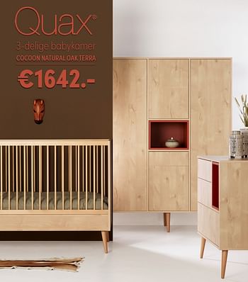 Aanbiedingen Quax 3-delige babykamer cocoon natural oak terra - Quax - Geldig van 24/10/2021 tot 30/10/2021 bij Baby & Tiener Megastore
