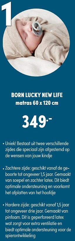 Aanbiedingen Born lucky new life matras - Born Lucky - Geldig van 24/10/2021 tot 30/10/2021 bij Baby & Tiener Megastore