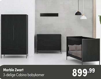 Aanbiedingen Marble zwart 3-delige cabino babykamer - Cabino - Geldig van 24/10/2021 tot 30/10/2021 bij Baby & Tiener Megastore