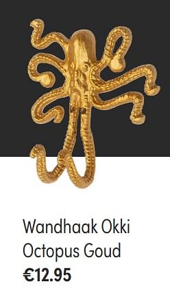 Aanbiedingen Wandhaak okki octopus goud - KidsDepot  - Geldig van 24/10/2021 tot 30/10/2021 bij Baby & Tiener Megastore