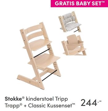 Aanbiedingen Stokke kinderstoel tripp trapp + classic kussenset - Stokke - Geldig van 24/10/2021 tot 30/10/2021 bij Baby & Tiener Megastore