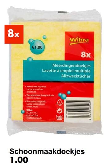 Aanbiedingen Schoonmaakdoekjes - Huismerk - Wibra - Geldig van 19/10/2021 tot 31/10/2021 bij Wibra