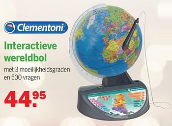 Aanbiedingen Interactieve wereldbol - Clementoni - Geldig van 24/10/2021 tot 14/11/2021 bij Van Cranenbroek