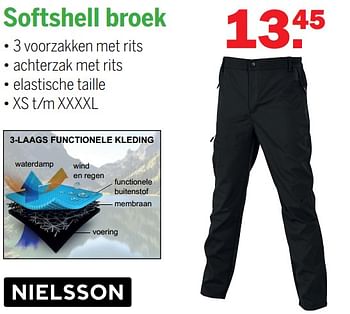 Aanbiedingen Softshell broek - Nielsson - Geldig van 24/10/2021 tot 14/11/2021 bij Van Cranenbroek