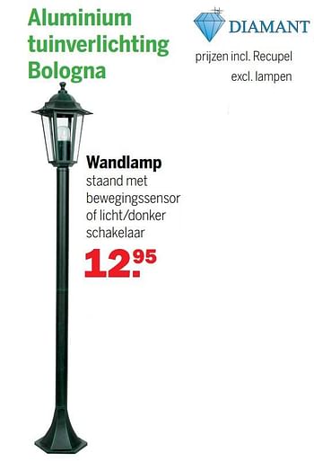 Aanbiedingen Wandlamp - Diamant - Geldig van 24/10/2021 tot 14/11/2021 bij Van Cranenbroek