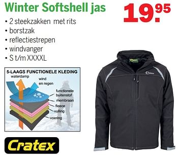 Aanbiedingen Winter softshell jas - Cratex - Geldig van 24/10/2021 tot 14/11/2021 bij Van Cranenbroek