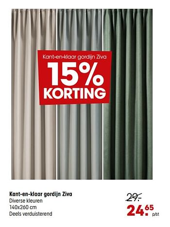 Aanbiedingen Kant-en-klaar gordijn ziva - Huismerk - Kwantum - Geldig van 01/11/2021 tot 07/11/2021 bij Kwantum