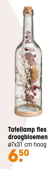 Aanbiedingen Tafellamp fles droogbloemen - Huismerk - Kwantum - Geldig van 01/11/2021 tot 07/11/2021 bij Kwantum