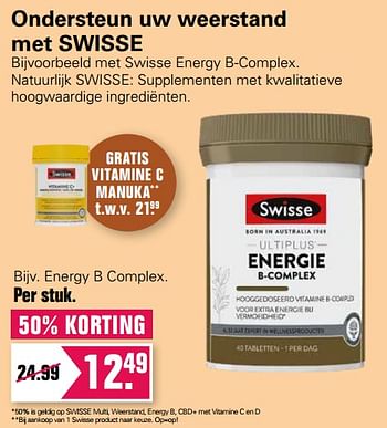 Aanbiedingen Energy b complex - Swisse  - Geldig van 22/10/2021 tot 08/11/2021 bij De Online Drogist