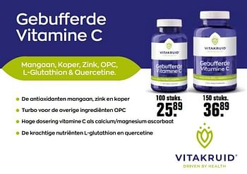 Aanbiedingen Gebufferde vitamine c - Vitakruid - Geldig van 22/10/2021 tot 08/11/2021 bij De Online Drogist