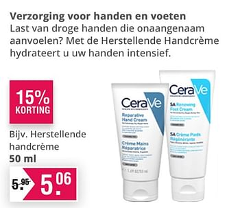 Aanbiedingen Herstellende handcrème - CeraVe - Geldig van 22/10/2021 tot 08/11/2021 bij De Online Drogist