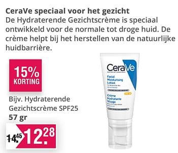 Aanbiedingen Hydraterende gezichtscrème spf25 - CeraVe - Geldig van 22/10/2021 tot 08/11/2021 bij De Online Drogist