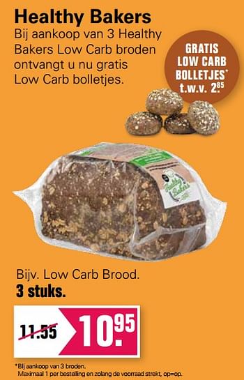 Aanbiedingen Low carb brood - Healthy Bakers - Geldig van 22/10/2021 tot 08/11/2021 bij De Online Drogist