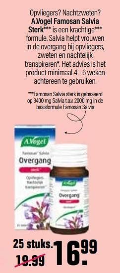 Aanbiedingen A. vogel famosan salvia sterk - A. Vogel - Geldig van 22/10/2021 tot 08/11/2021 bij De Online Drogist