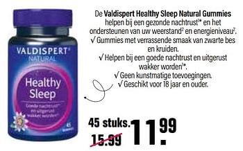 Aanbiedingen Valdispert healthy sleep natural gummies - Valdispert - Geldig van 22/10/2021 tot 08/11/2021 bij De Online Drogist