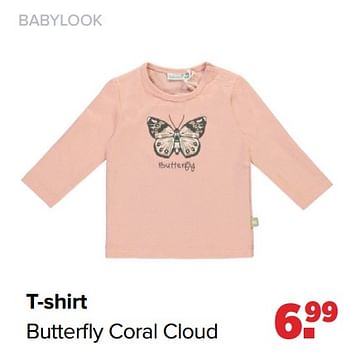 Aanbiedingen T-shirt butterfly coral cloud - Baby look - Geldig van 25/10/2021 tot 04/12/2021 bij Baby-Dump