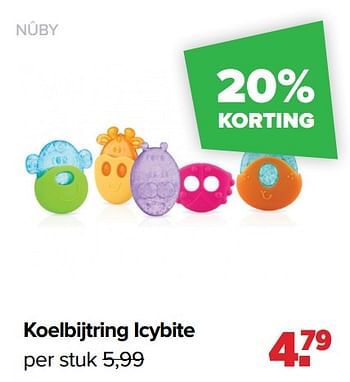 Aanbiedingen Koelbijtring icybite - Nuby - Geldig van 25/10/2021 tot 04/12/2021 bij Baby-Dump