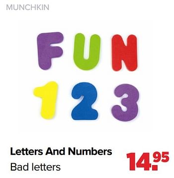 Aanbiedingen Letters and numbers bad letters - Munchkin - Geldig van 25/10/2021 tot 04/12/2021 bij Baby-Dump