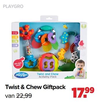Aanbiedingen Twist + chew giftpack - Playgro - Geldig van 25/10/2021 tot 04/12/2021 bij Baby-Dump