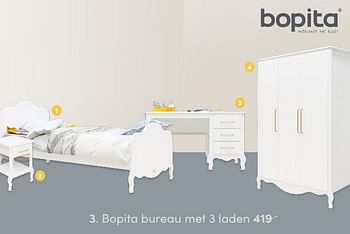 Aanbiedingen Bopita bureau met 3 laden - Bopita - Geldig van 31/10/2021 tot 06/11/2021 bij Baby & Tiener Megastore