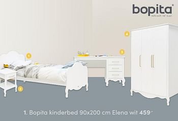 Aanbiedingen Bopita kinderbed elena wit - Bopita - Geldig van 31/10/2021 tot 06/11/2021 bij Baby & Tiener Megastore