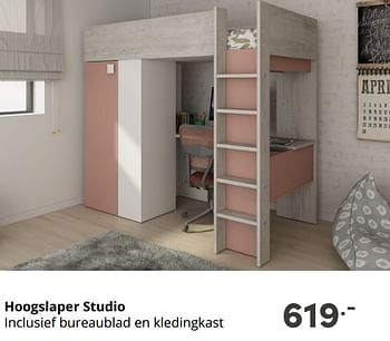 Aanbiedingen Hoogslaper studio - Huismerk - Baby &amp; Tiener Megastore - Geldig van 31/10/2021 tot 06/11/2021 bij Baby & Tiener Megastore