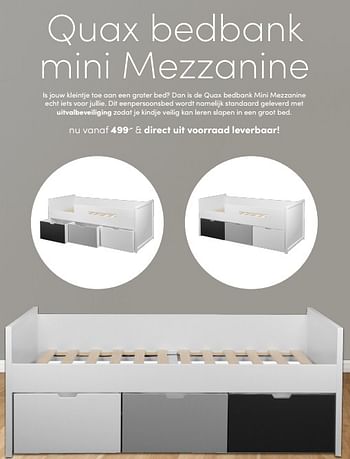 Aanbiedingen Quax bedbank mini mezzanine - Quax - Geldig van 31/10/2021 tot 06/11/2021 bij Baby & Tiener Megastore