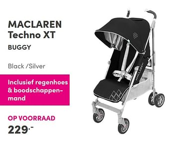 Aanbiedingen Maclaren techno xt buggy black -silver - Maclaren - Geldig van 31/10/2021 tot 06/11/2021 bij Baby & Tiener Megastore