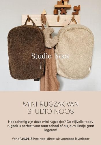 Aanbiedingen Mini rugzak studio noos - Studio Noos - Geldig van 31/10/2021 tot 06/11/2021 bij Baby & Tiener Megastore