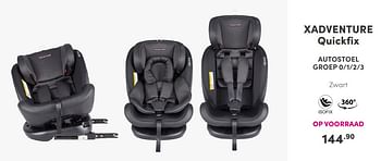 Aanbiedingen Xadventure quickfix autostoel groep 0-1-2-3 zwart - Xadventure - Geldig van 31/10/2021 tot 06/11/2021 bij Baby & Tiener Megastore