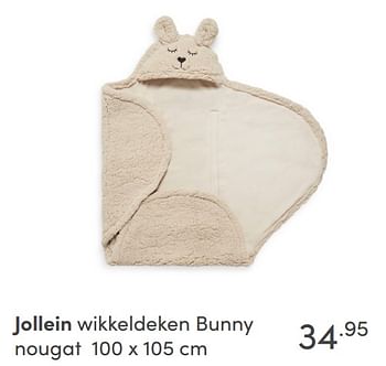 Aanbiedingen Jollein wikkeldeken bunny nougat - Jollein - Geldig van 31/10/2021 tot 06/11/2021 bij Baby & Tiener Megastore