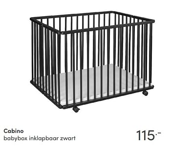 Aanbiedingen Cabino babybox inklapbaar zwart - Cabino - Geldig van 31/10/2021 tot 06/11/2021 bij Baby & Tiener Megastore