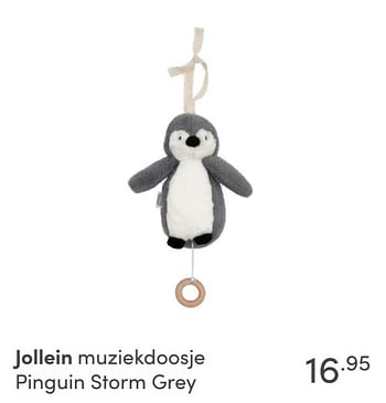 Aanbiedingen Jollein muziekdoosje pinguin storm grey - Jollein - Geldig van 31/10/2021 tot 06/11/2021 bij Baby & Tiener Megastore