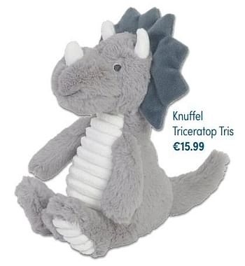 Aanbiedingen Knuffel triceratop tris - Huismerk - Baby &amp; Tiener Megastore - Geldig van 31/10/2021 tot 06/11/2021 bij Baby & Tiener Megastore