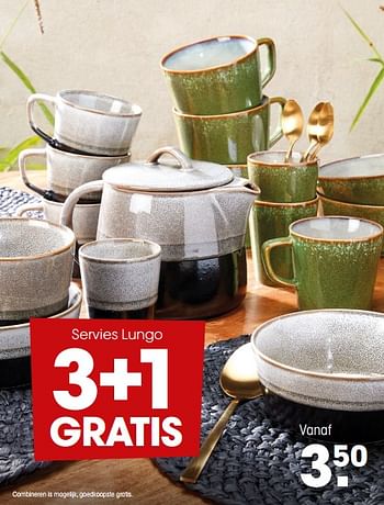 Aanbiedingen Servies lungo - Huismerk - Kwantum - Geldig van 07/11/2021 tot 21/11/2021 bij Kwantum