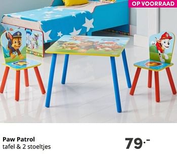 Aanbiedingen Paw patrol tafel + 2 stoeltjes - PAW  PATROL - Geldig van 07/11/2021 tot 13/11/2021 bij Baby & Tiener Megastore