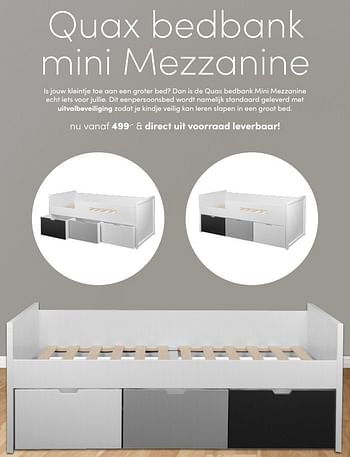 Aanbiedingen Quax bedbank mini mezzanine - Quax - Geldig van 07/11/2021 tot 13/11/2021 bij Baby & Tiener Megastore