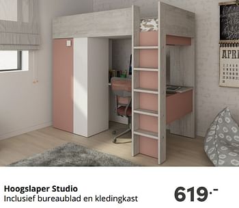 Aanbiedingen Hoogslaper studio - Huismerk - Baby &amp; Tiener Megastore - Geldig van 07/11/2021 tot 13/11/2021 bij Baby & Tiener Megastore